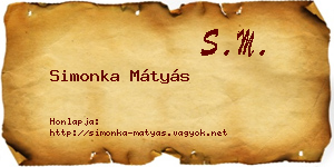 Simonka Mátyás névjegykártya