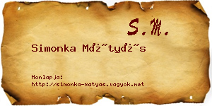 Simonka Mátyás névjegykártya